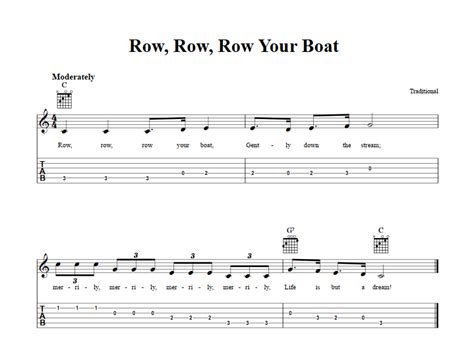 row row row your boat chords guitar